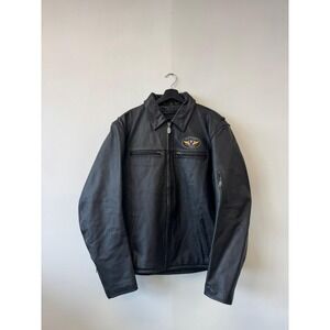 Victory Motorcycles Jacket Mens XL Tall Black Leather Biker Riding Motorcycle